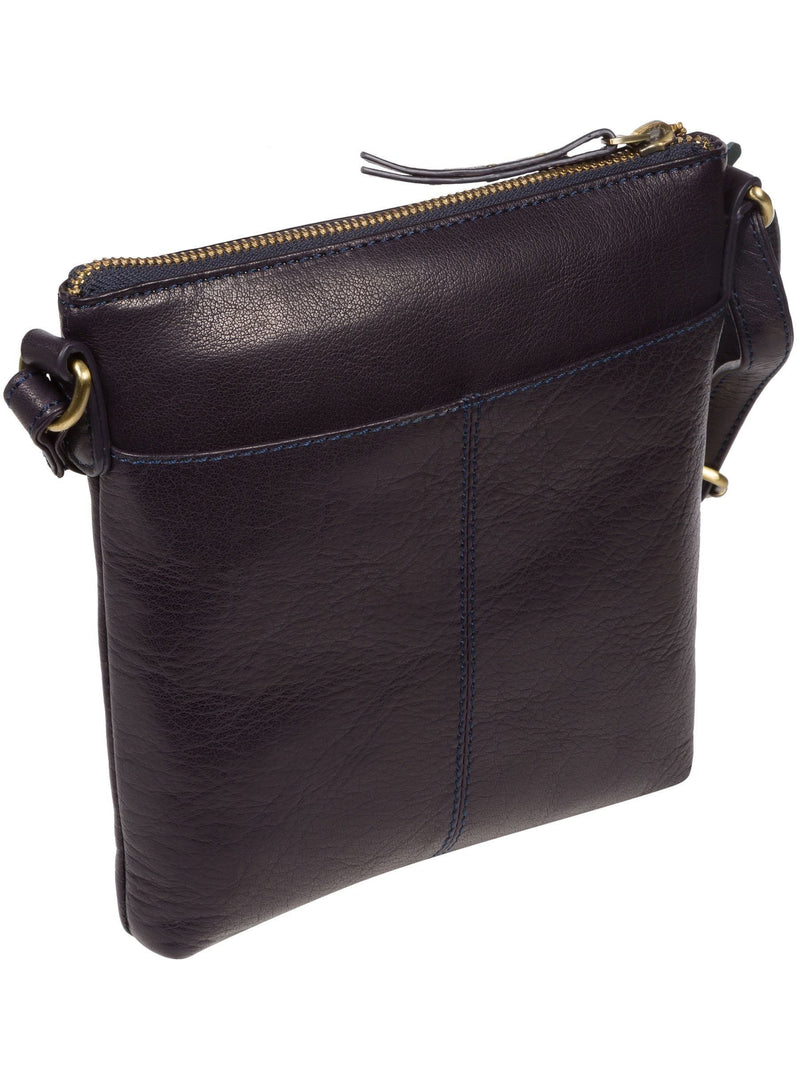 Conkca Navy Elf leather cross-body bag, imported from the UK