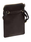Conkca Black Bambino leather cross-body phone bag, imported from the UK