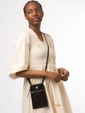 Conkca Black Bambino leather cross-body phone bag, imported from the UK