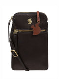 Conkca Black Bambino leather cross-body phone bag, imported from the UK