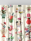 Cath Kidston cream cups and vases print curtains, UK version