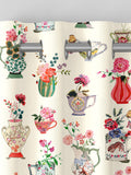 Cath Kidston cream cups and vases print curtains, UK version