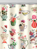 Cath Kidston cream cups and vases print curtains, UK version
