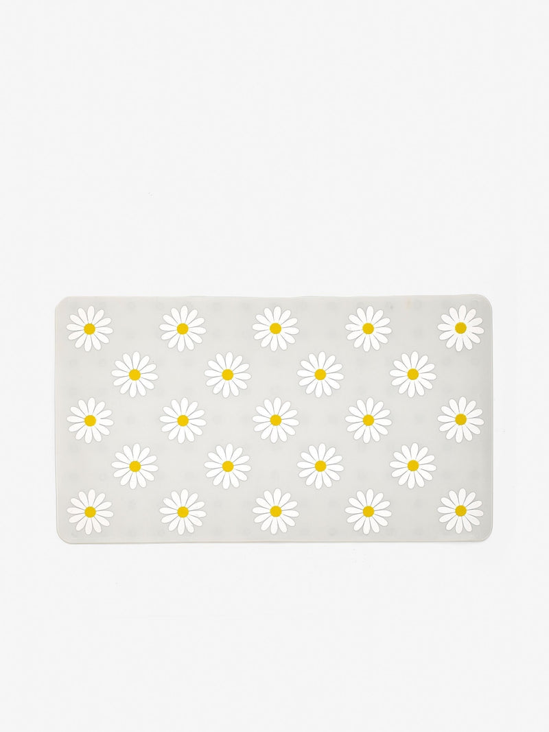 Grey daisy plastic bath mat with suction pads (British brand)
