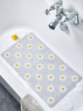Grey daisy plastic bath mat with suction pads (British brand)