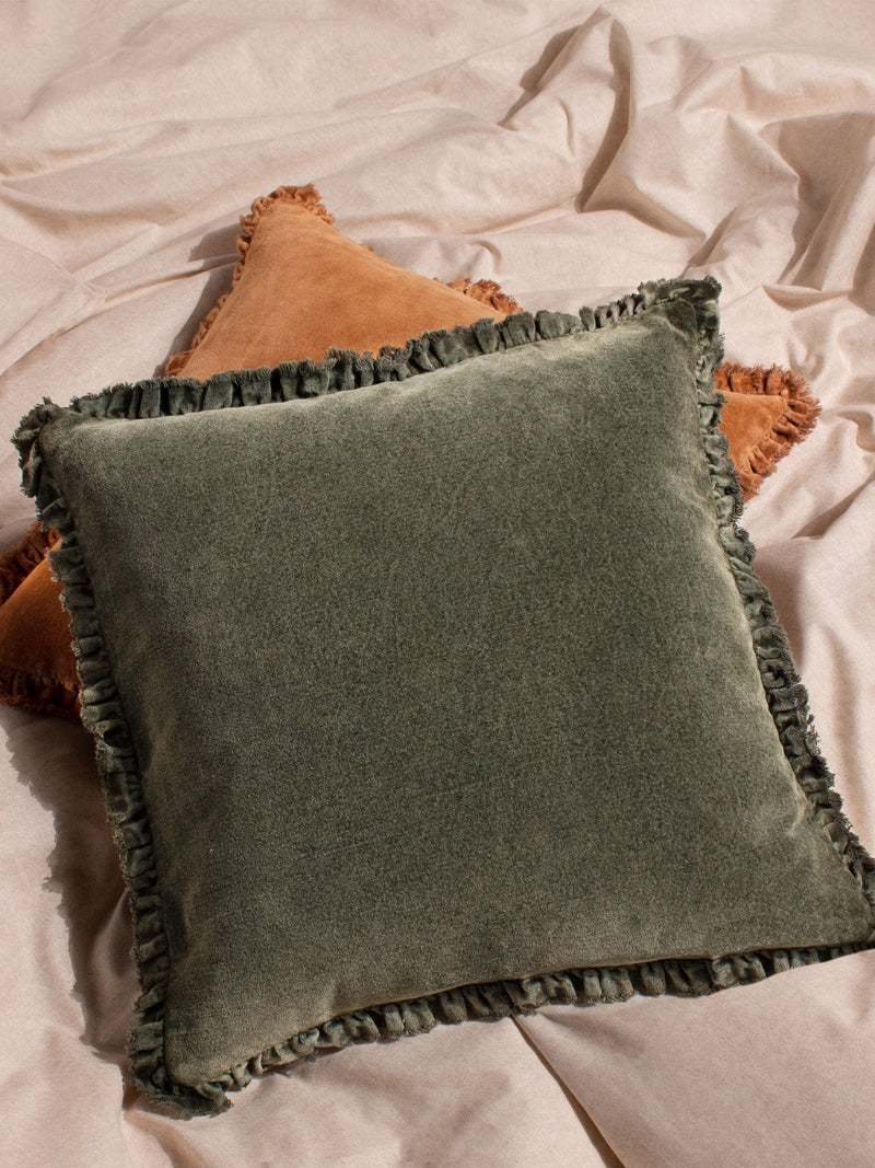 Yard Bertie washed cotton velvet cushion - British product