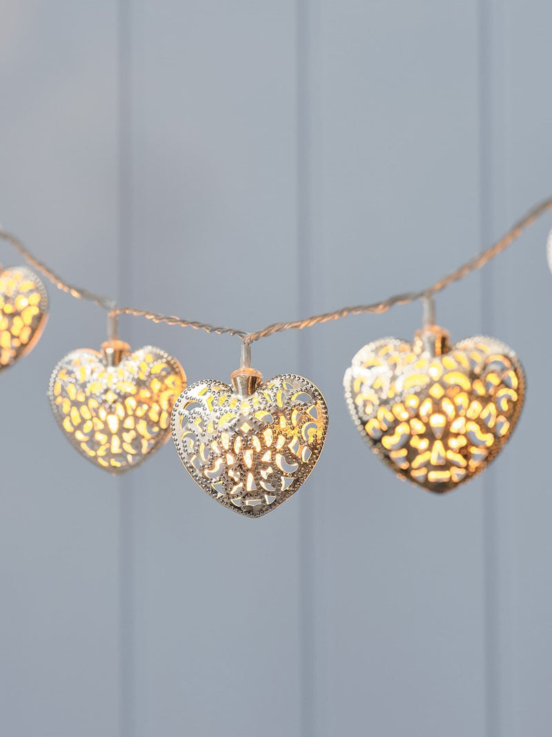 Lights4fun silver filigree heart fairy lights 20 LED (British brand)