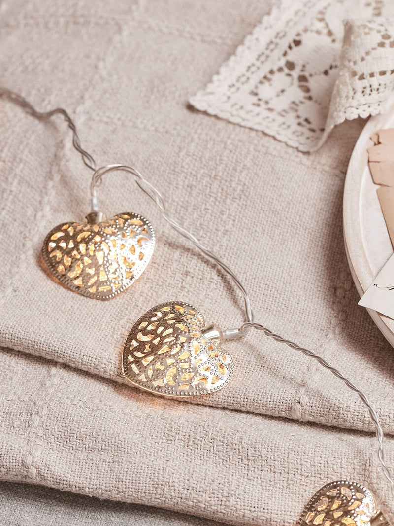 Lights4fun silver filigree heart fairy lights 20 LED (British brand)