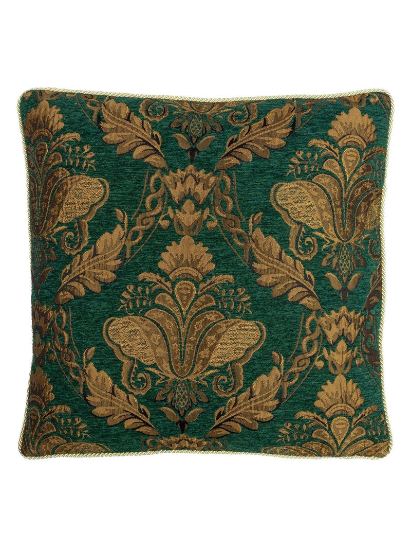 Riva Paoletti green jacquard floral cushion, UK version
