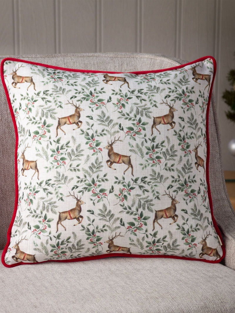 Evans Lichfield watercolour reindeer cushion - British product
