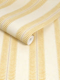 Joules wallpaper sample cream yellow palm leaf stripe A4 - British product