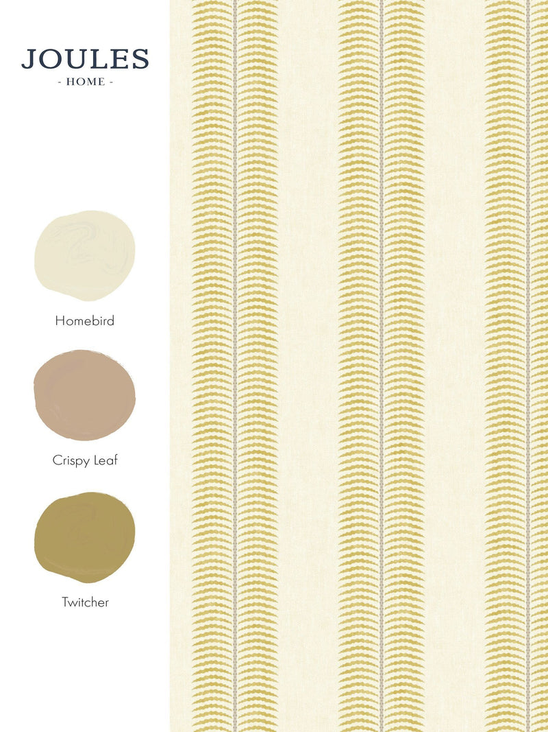Joules wallpaper sample cream yellow palm leaf stripe A4 - British product