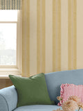 Joules wallpaper sample cream yellow palm leaf stripe A4 - British product