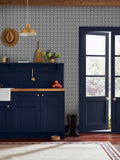 Joules wallpaper sample Navy Cream Meadow Geo A4 (British brand)