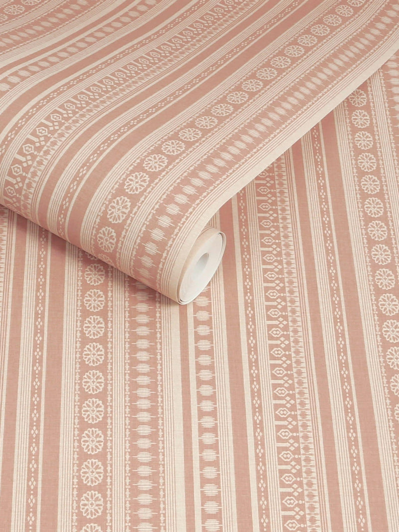 Joules Pink Decorative Stripe wallpaper sample A4, imported from the UK