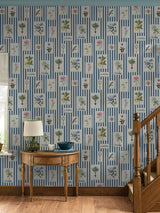 Next Joules Blue Gallery Wall Stripe Wallpaper A4 Sample- Buy online at McGrocer