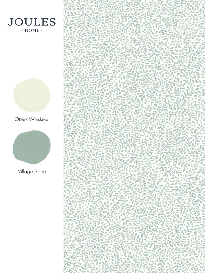 Joules Willow Leaf wallpaper sample duck egg blue, UK version