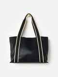 Oliver Bonas Black Emma tote bag with striped straps, British brand
