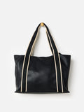 Oliver Bonas Black Emma tote bag with striped straps, British brand