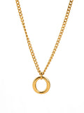 Oliver Bonas gold tone waterproof circle pendant necklace - British product