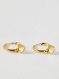 Oliver Bonas gold hoop earrings etched heart charm (British brand)