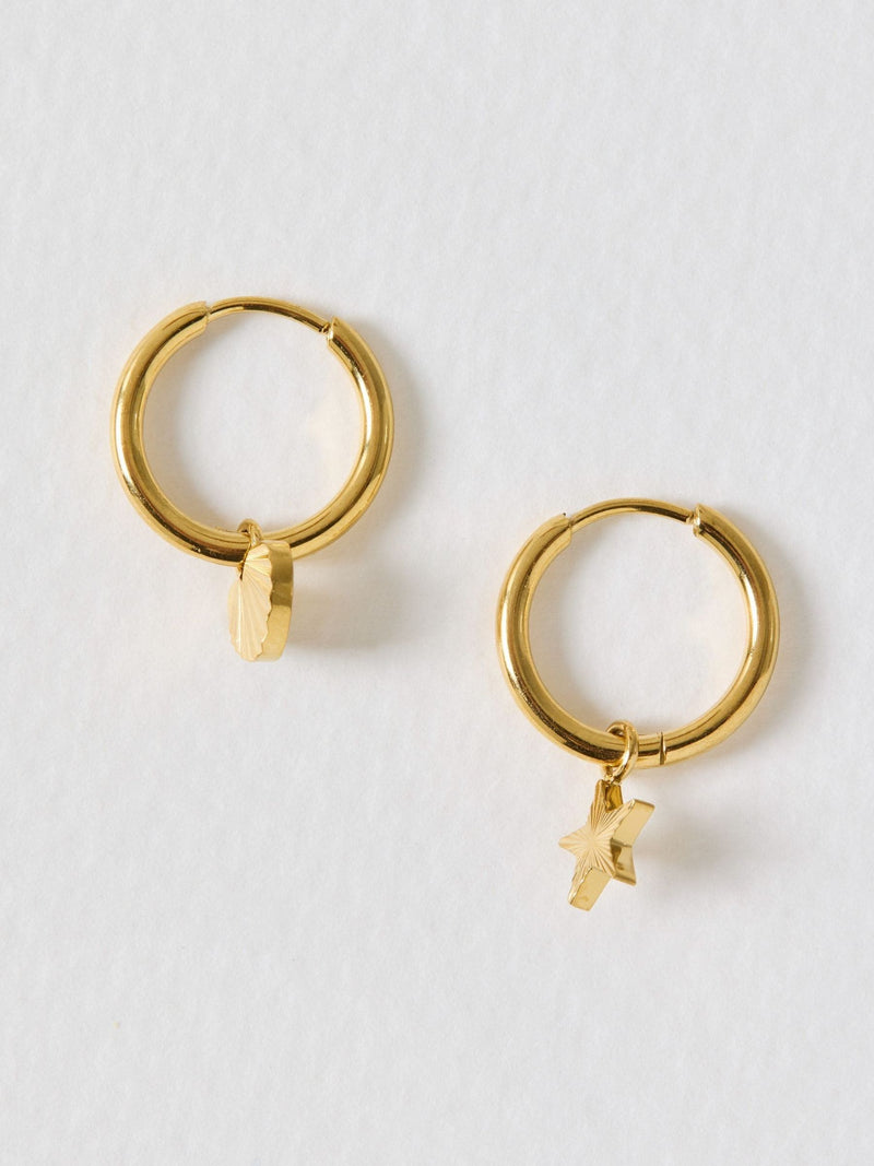Oliver Bonas gold tone star hoop earrings (British brand)