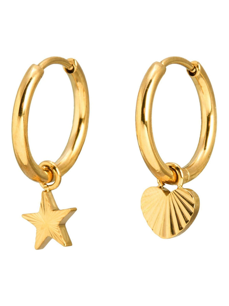 Oliver Bonas gold tone star hoop earrings (British brand)