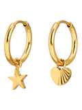 Oliver Bonas gold tone star hoop earrings (British brand)