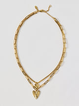Next Oliver Bonas Gold Melony Waterproof Triple Row Etched Heart Pendant Necklace- Buy online at McGrocer
