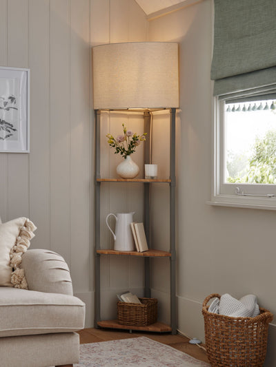Next Malvern Grey Shelf Floor Lamp- Buy online at McGrocer