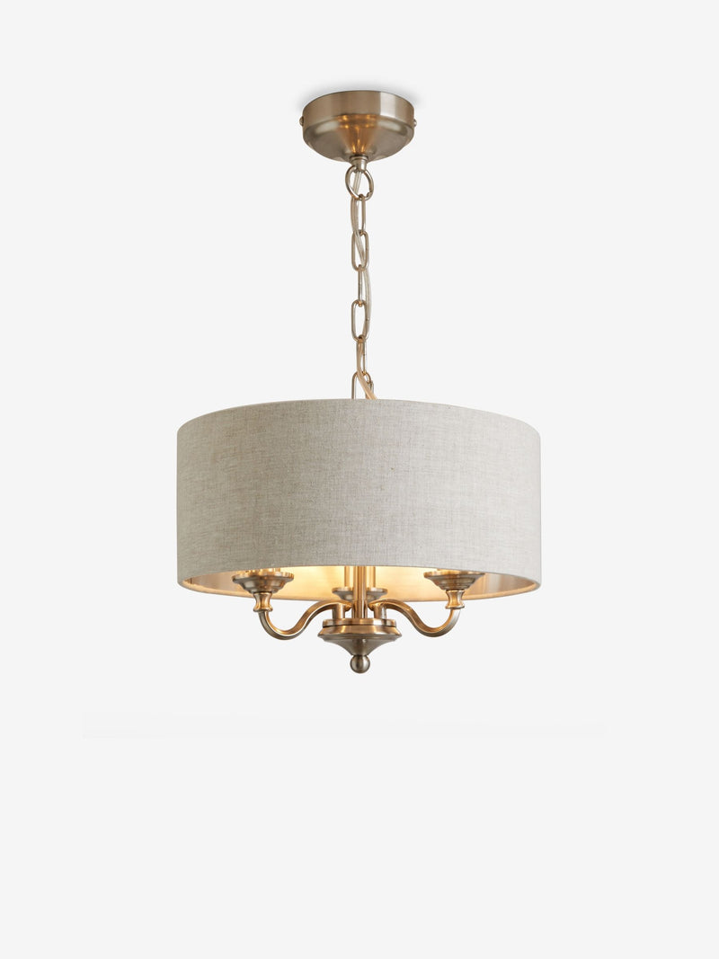 Chandelier ceiling light brushed nickel 3-light Burford (British brand)