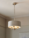 Chandelier ceiling light brushed nickel 3-light Burford (British brand)