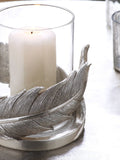 Silver feather hurricane candle holder, UK version