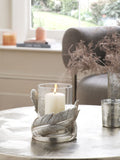 Silver feather hurricane candle holder, UK version