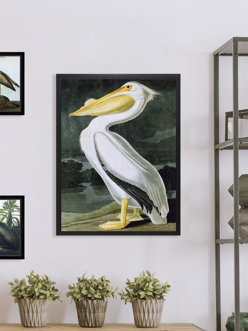 Brookpace Lascelles white pelican framed wall art 86x66cm - British product
