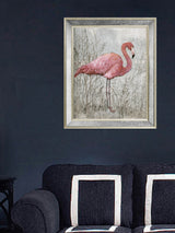 Next Brookpace Lascelles Pink Flamingo I Print in Antique Mirrored Frame Framed Art 60cm x 50cm- Buy online at McGrocer