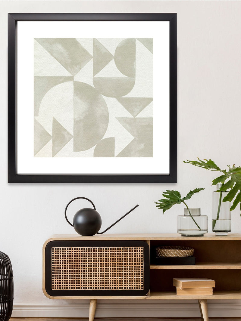 Brookpace Lascelles grey stacked monochrome 1 framed wall art 56x56cm - British product