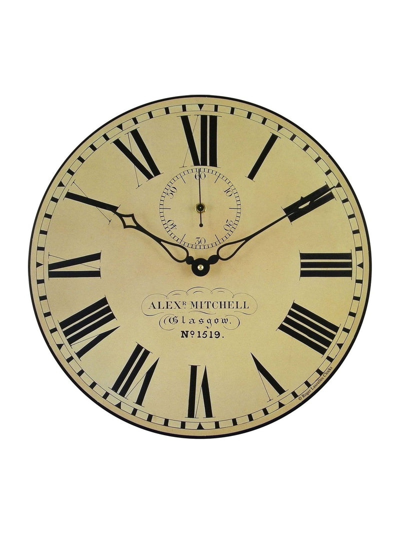 Brookpace Lascelles black station wall clock with seconds hand 36cm - British product