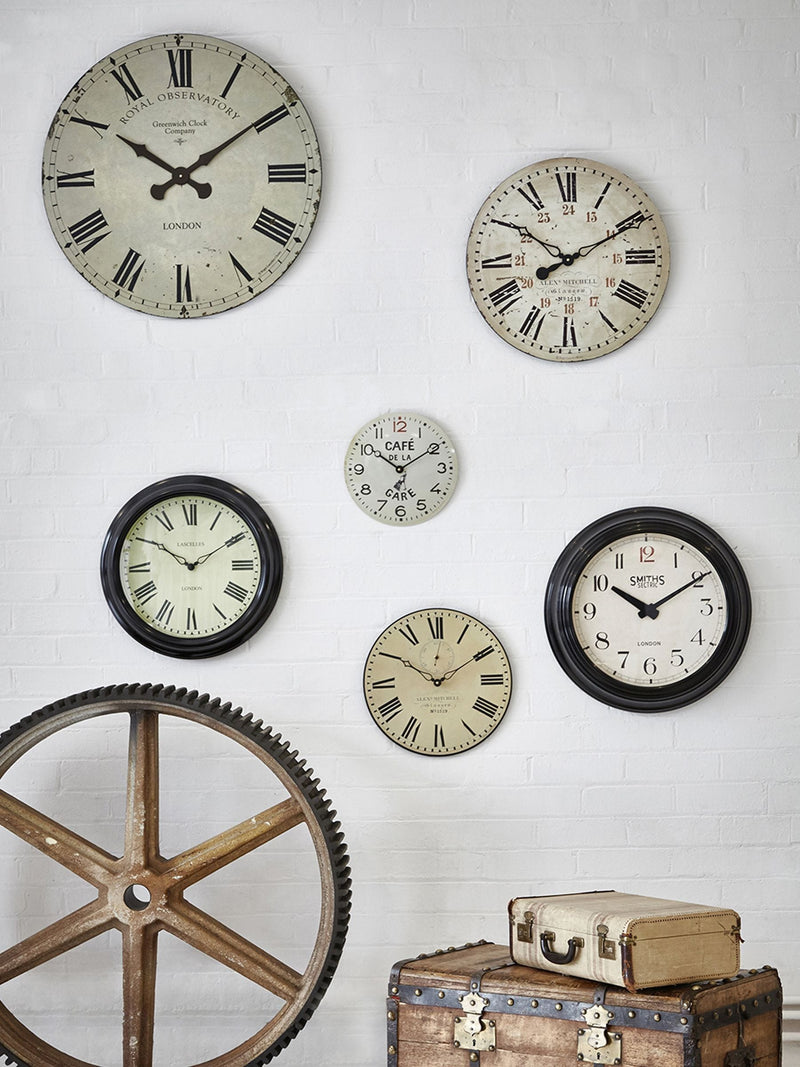 Brookpace Lascelles black station wall clock with seconds hand 36cm - British product