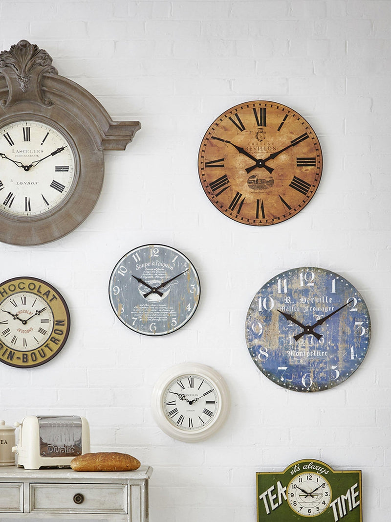 Brookpace Lascelles blue Montpellier cheesemaker wall clock large, imported from the UK