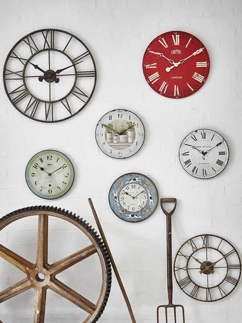 Brookpace Lascelles red dial wall clock 50cm - British product