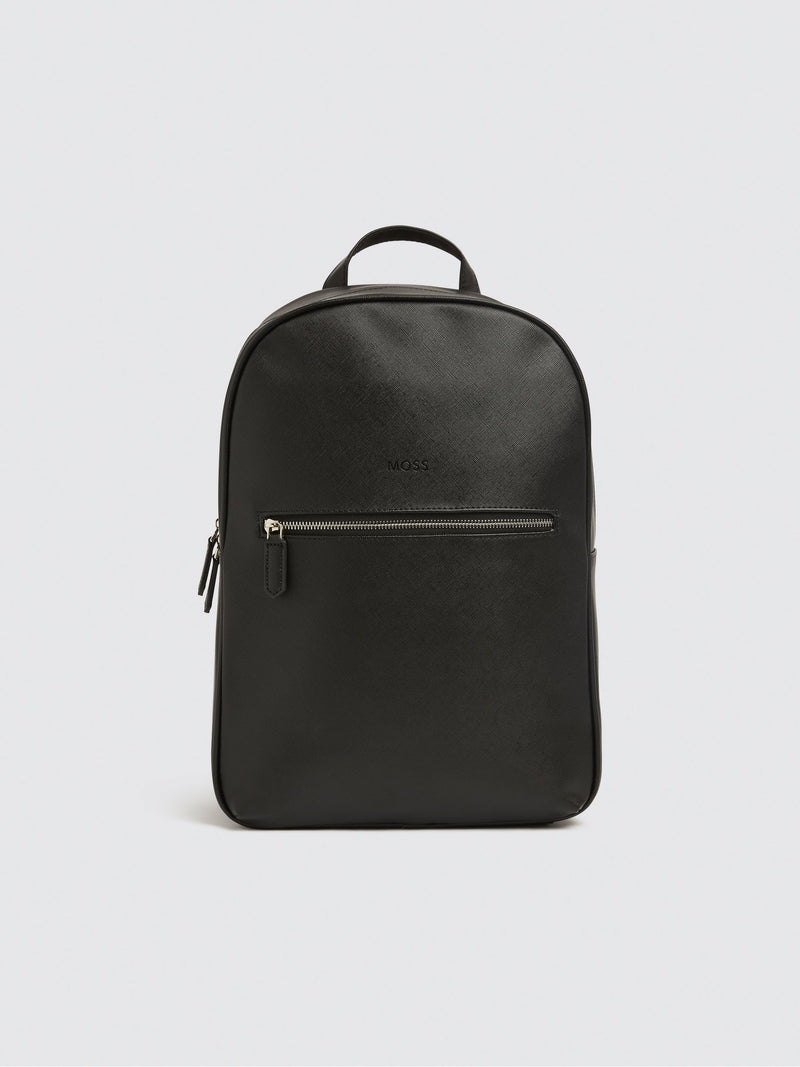 MOSS Black Saffiano faux leather backpack - British product