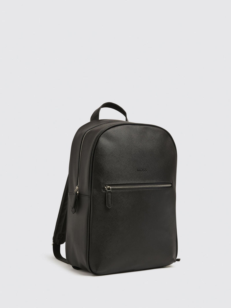 MOSS Black Saffiano faux leather backpack - British product
