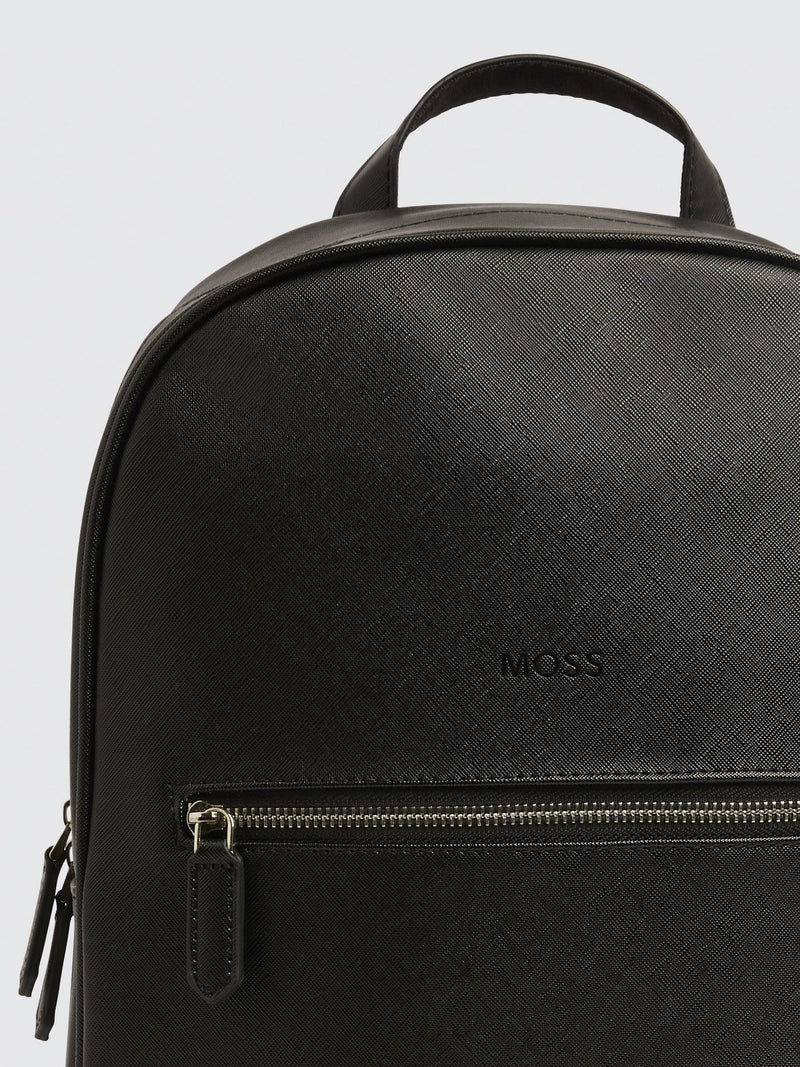 MOSS Black Saffiano faux leather backpack - British product