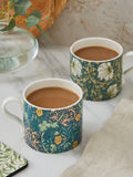 Spode Morris & Co. Seaweed porcelain mugs set of 2 10.5cm height (British brand)