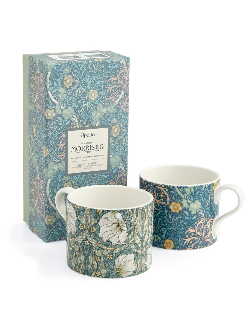 Spode Morris & Co. Seaweed porcelain mugs set of 2 10.5cm height (British brand)