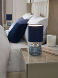 Connor navy blue bedside table lamp 24.5cm tall, UK version