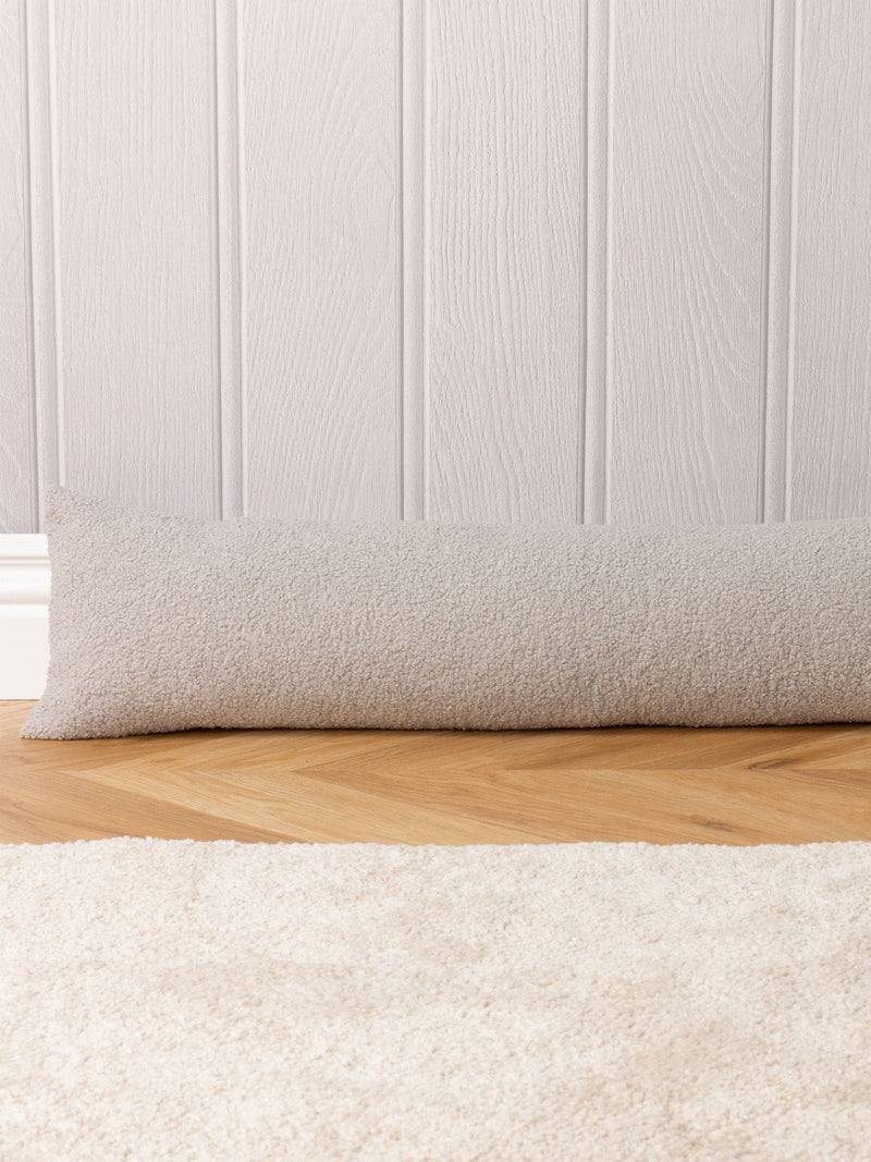 furn. Malham grey shearling fleece reversible draught excluder - British product