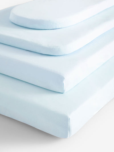 Next 2 Pack Blue 100% Cotton Jersey Baby Fitted Sheets- Buy online at McGrocer