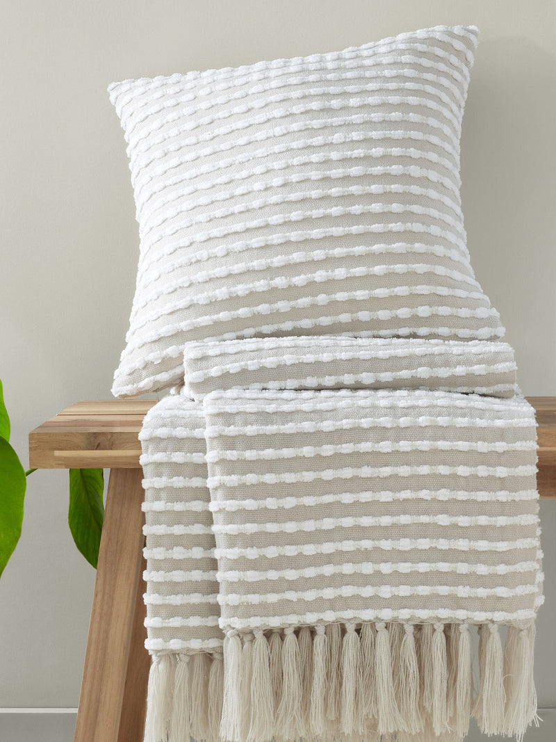 Catherine Lansfield Natural Stab Stitch Throw 150x125cm (British brand)